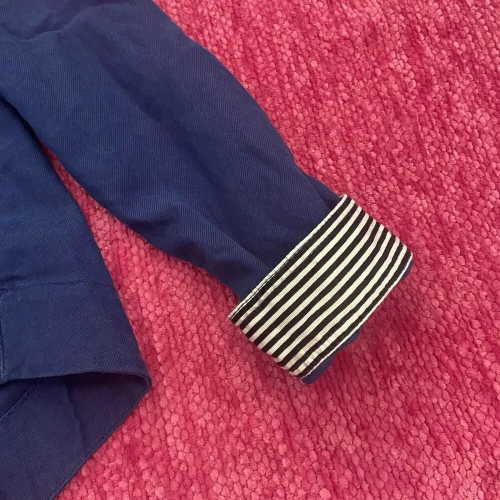 Kate Spade Broome Street Linen Blend Jacket Blue Size Medium